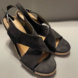 Apt. 9 Cross-Band Black Wedge Sandals